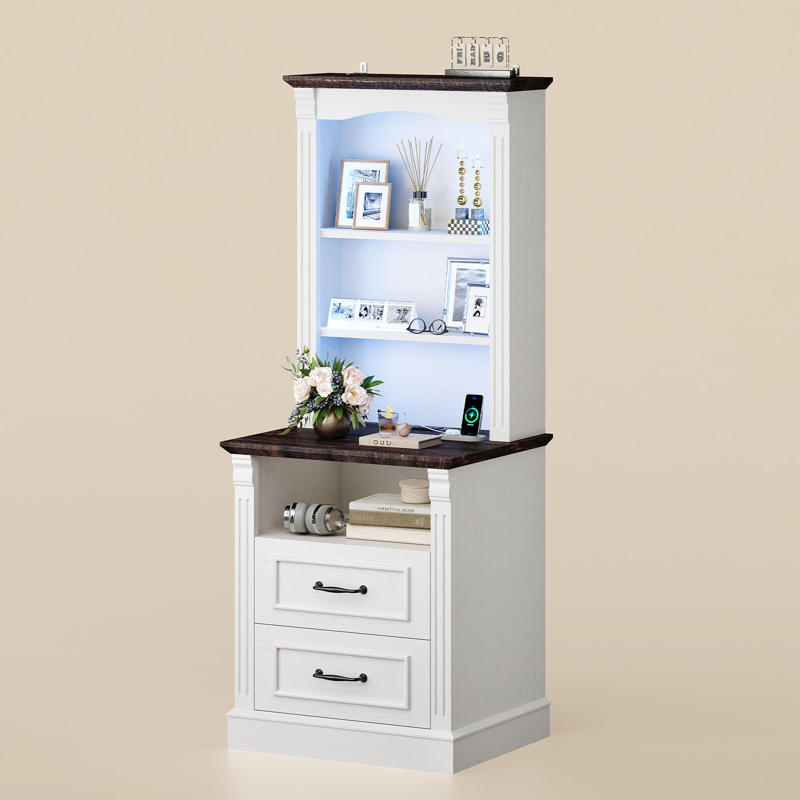 Farmhouse+Tall+Nightstand+With